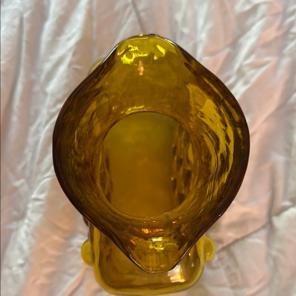 Vintage Blenko Amber Hobnail Bubble Glass Double Spout Water Pitcher - Picture 4 of 6
